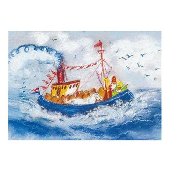 Postkarte Schiff mit St. Nikolaus