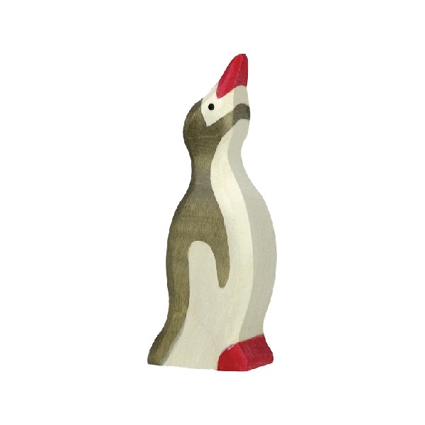 Holztiger Pinguin, klein, Kopf hoch